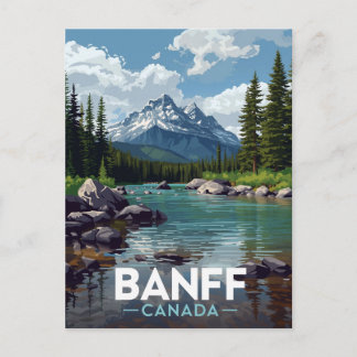 Banff National Park Mountain River View Vykort