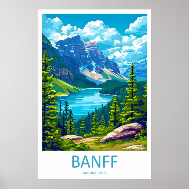 Banff National Park Reseminaffisch Tryck Väggkonst (Framsidan)