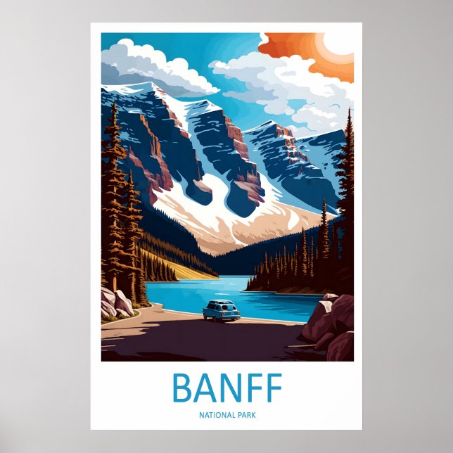Banff National Park Reseskylt Väggkonst Banff (Framsidan)