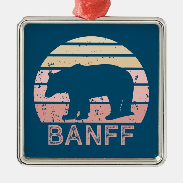 Banff National Park Retro Bear Julgransprydnad Metall (Framsidan)