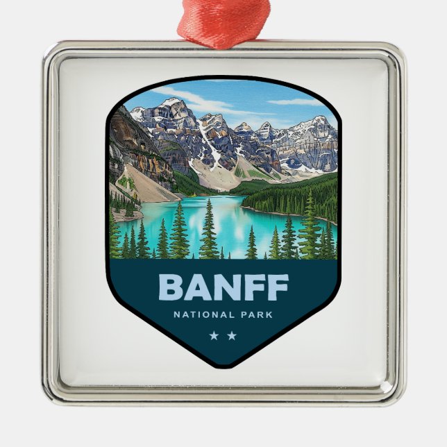 Banff National Park-sköld Julgransprydnad Metall (Framsidan)