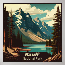 Banff National Park Square Vintage Poster