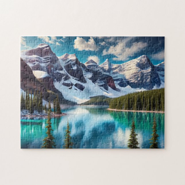 Banff National Park Turquoise sjö, Kanada Mount Pussel (Horisontell)