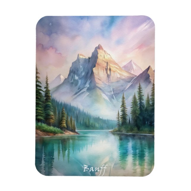 Banff National Park Watercolor Painting Magnet (Vertikal)