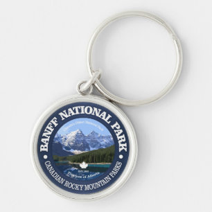 Banff nationalpark (C) Rund Silverfärgad Nyckelring