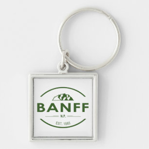 Banff nationalpark fyrkantig silverfärgad nyckelring