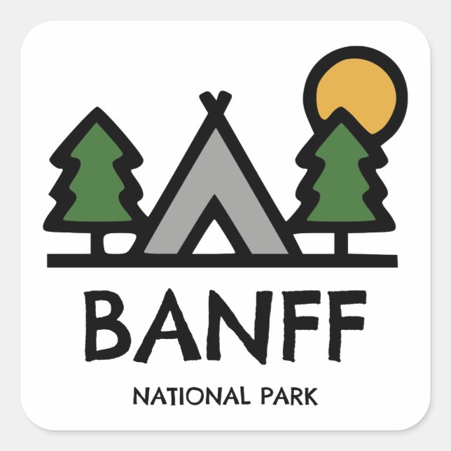 Banff nationalpark fyrkantigt klistermärke (Framsida)