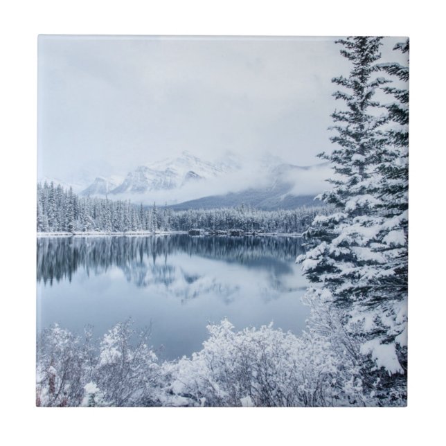 Banff nationalpark i vinter kakelplatta (Framsidan)