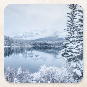 Banff nationalpark i vinter underlägg papper kvadrat