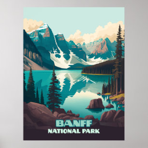 Banff nationalpark Moraine Sjö Retro Poster