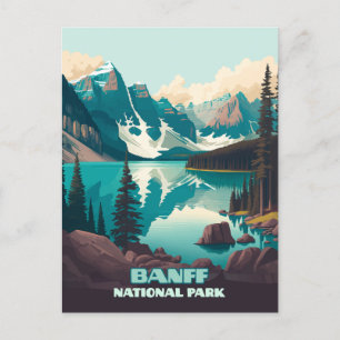 Banff nationalpark Moraine Sjö Retro Vykort