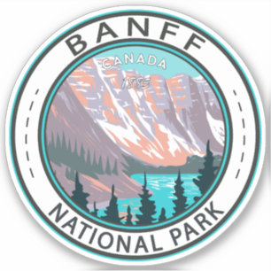 Banff nationalpark Moraine Sjö Vintage Klistermärken