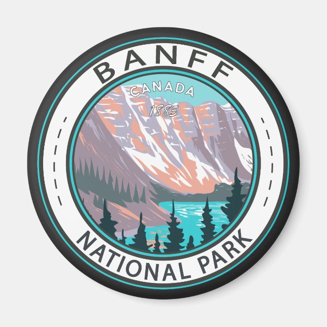 Banff nationalpark Moraine Sjö Vintage Magnet (Framsidan)