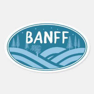 Banff nationalpark utomhus ovalt klistermärke