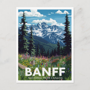 Banff Nationalpark Vildblommor Berg Vykort