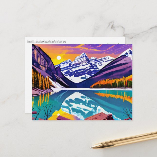 Banff Retro Poster målning Vykort (Fram/Back In Situ)