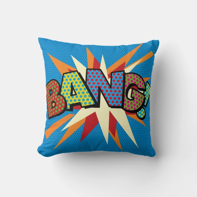 BANG KA-POW Rolig Cool Modern Tecknad Serietidning Kudde (Framsida)