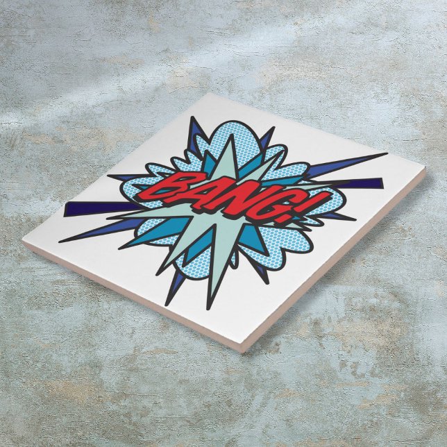 BANG Kul Retro Serietidning Popkonst Kakelplatta (BANG Fun Retro Comic Book Pop Art Tile)