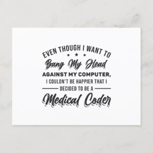 Bang My Head Medical Coder Coding Programmer ICD Vykort