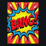 BANG! Pop Art Tecknad Stil Poster<br><div class="desc">Denna poster är en hyllning till 1960-talets tecknad bokar och popkonst. Den fångar ett enda moment av dynamisk verkan, fryst i ett sjudande ram. Ord "BANG!" är inte bara text, det är en spricka av ren energi, omgiven av klassiska halvtonskurkar och solbränna linjer, som påminner om den ikoniska stilen av...</div>