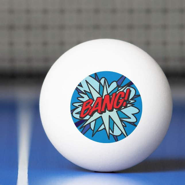 BANG Rolig Retro Serietidning Popkonst Pingisboll (BANG Fun Retro Comic Book Pop Art Ping Pong Ball)