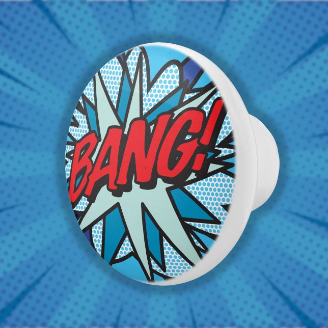 BANG Roligt Coola Retro Tecknad Bok Pop Art Knopp (BANG Fun Cool Retro Comic Book Pop Art Ceramic Knob)