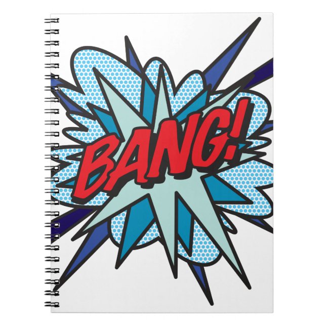 BANG Roligt Retro Tecknad Bok Pop Art Anteckningsbok Med Spiral (Framsidan)