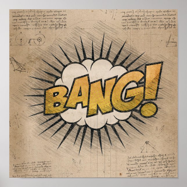 BANG! Vintage Tecknad Bok Steampunk Pop Art Poster (Framsidan)