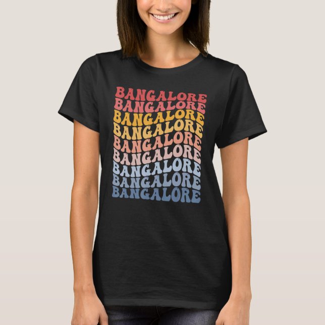 Bangalore City Groovy Retro T Shirt (Framsida)