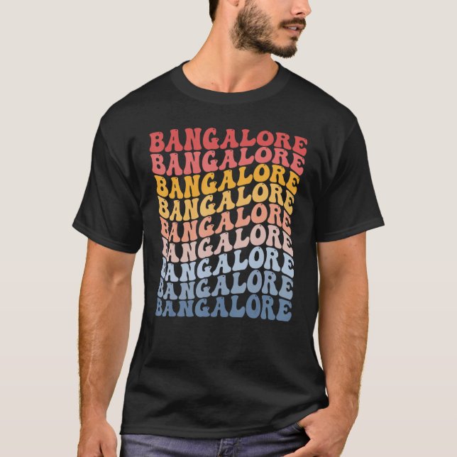 Bangalore City Groovy Retro T Shirt (Framsida)