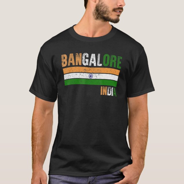 Bangalore India Flagga Indian Manar Womens Kids T Shirt (Framsida)