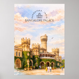 Bangalore Palace Indien Akvarell Resminne Poster