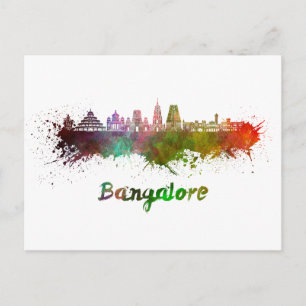 Bangalore skyline i vattenfärg vykort