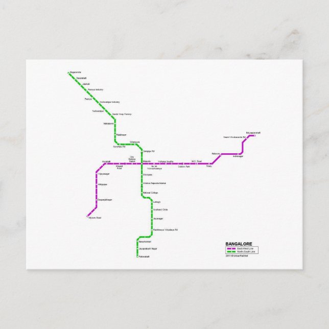 Bangalore tunnelbanan vykort (Framsida)