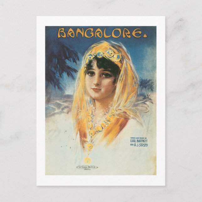 Bangalore Vintage Songbook Cover Vykort (Framsida)