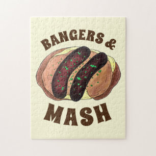 Bangers och Mash UK Food Sauses Potatis Pussel