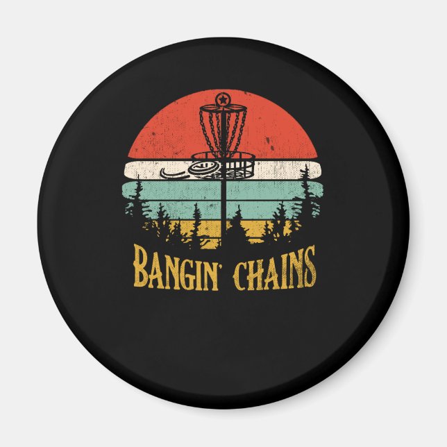 Bangin Chains Retro Disk Golf Frisbee Sport Magnet (Framsidan)