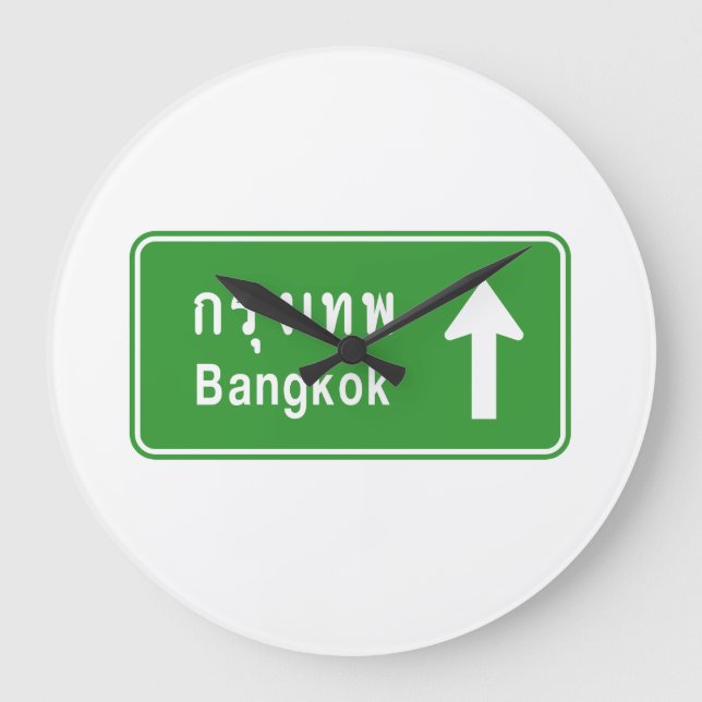 Bangkok Ahead ⚠ Thai Highway Traffic Sign ⚠ Stor Klocka (Framsida)