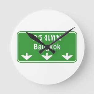 Bangkok Ahead Watch Out! ⚠ Thailands trafikskylt ⚠ Rund Klocka