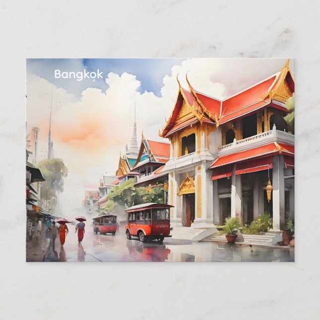 Bangkok akvarellkonst vykort (Framsida)