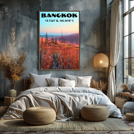Bangkok: Arte de linea con coordenadas Perfect Poster