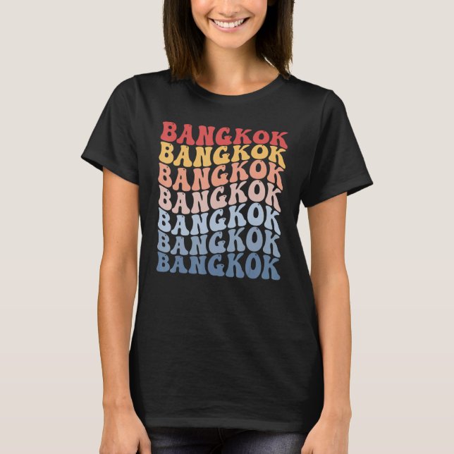 Bangkok City Groovy Retro T Shirt (Framsida)