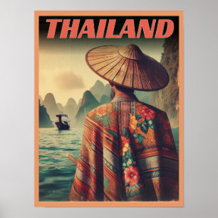 Bangkok City Thailand gamle thailändsk man reseche Poster