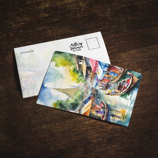 Bangkok Flyter Market Thailand Postcard Inbjudningar (Skapare uppladdad)