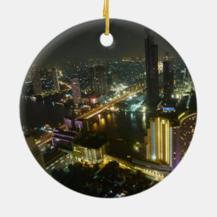 Bangkok horisont på natten julgransprydnad keramik