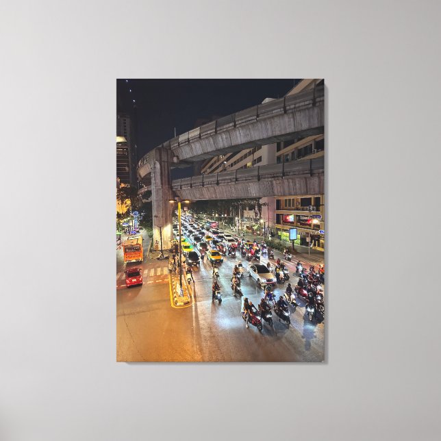 Bangkok nattfoto Gift för vänner Canvastryck (Framsida)