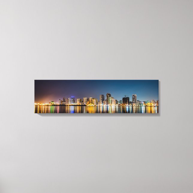Bangkok Panoramic Skyline View på natten Canvas Ar (Framsida)