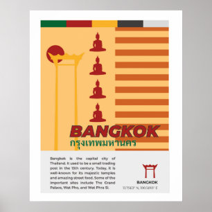 Bangkok Retro Stil Thailand Wall Art Poster