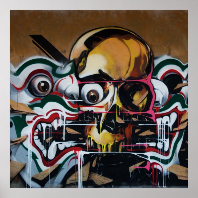 Bangkok Skull Graffiti Poster (Framsidan)
