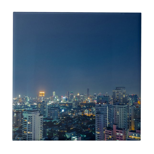 Bangkok skyline på nattpanorama kakelplatta (Framsidan)